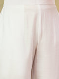 varanga Women Elegant White Ethnic 3-Piece Suit Set With Woven Kurta, Straight Pants, And A Rich Brocade Dupatta.