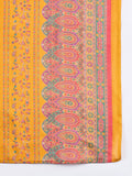 Varanga Ethnic Printed Straight Kurta With Lace Round Neck, Paired With Solid Trousers And A Printed Dupatta.