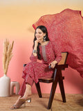 Varanga Kurta Set With Zari Yoke Embroidery, Printed Trousers, And Floral Dupatta