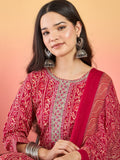 Varanga Kurta Set With Zari Yoke Embroidery, Printed Trousers, And Floral Dupatta