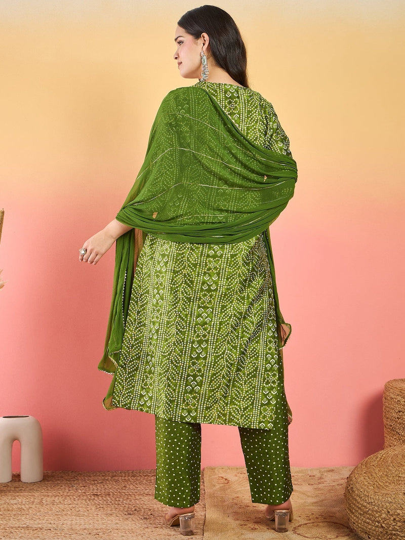 Varanga Kurta With Zari-Embroidered Yoke, Paired With Trousers And A Solid Lace-Detailed Dupatta .