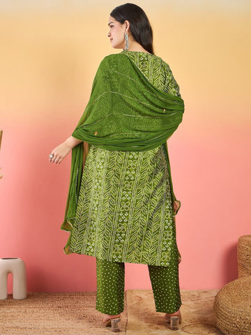 Varanga Kurta With Zari-Embroidered Yoke, Paired With Trousers And A Solid Lace-Detailed Dupatta .
