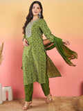 Varanga Kurta With Zari-Embroidered Yoke, Paired With Trousers And A Solid Lace-Detailed Dupatta .
