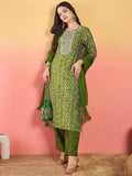 Varanga Kurta With Zari-Embroidered Yoke, Paired With Trousers And A Solid Lace-Detailed Dupatta .