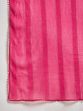 Varanga Bandhani-Printed Fuchsia Anarkali With Zari-Embroidered Yoke, Paired With Solid Trousers And Dupatta .