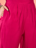 Varanga Bandhani-Printed Fuchsia Anarkali With Zari-Embroidered Yoke, Paired With Solid Trousers And Dupatta .