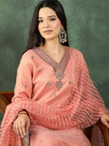 Varanga Zari-Embroidered Kurta Paired With Solid Trousers And A Tonal Dupatta .