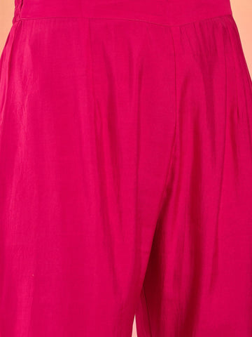 Varanga Kurta Adorned With Thread Embroidery, Teamed With Trousers And Paired With Dupatta Featuring Lace Detailing