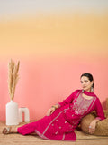 Varanga Kurta Adorned With Thread Embroidery, Teamed With Trousers And Paired With Dupatta Featuring  Lace Detailing