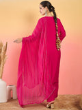 Varanga Kurta Adorned With Thread Embroidery, Teamed With Trousers And Paired With Dupatta Featuring  Lace Detailing
