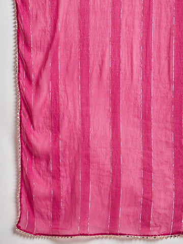 Varanga Kurta Adorned With Thread Embroidery, Teamed With Trousers And Paired With Dupatta With And Lace Detailing