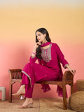 Varanga Kurta Adorned With Thread Embroidery, Teamed With Trousers And Paired With Dupatta With And Lace Detailing