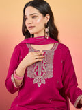 Varanga Kurta Adorned With Thread Embroidery, Teamed With Trousers And Paired With Dupatta With And Lace Detailing