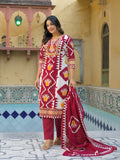 Vibrant Ikat Printed Kurta Ensemble with Straight Trousers and Dupatta