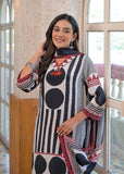 Varanga women's A striking black and white straight kurta set by Varanga, made from smooth Modal silk. It showcases an eye-catching placement print, elevated by delicate thread and mirror embroidery with chic tassel accents.