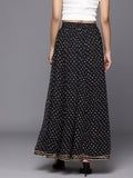 Varanga Women Black Bandana Printed Gota Embellished Skirt