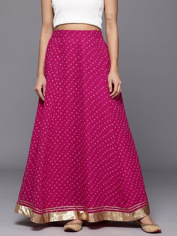 Varanga Women Pink Bandhani Printed Skirt