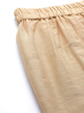 Varanga Women Beige Solid Trouser With Pearl Detail At The Hem