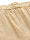 Varanga Women Beige Solid Trouser With Pearl Detail At The Hem