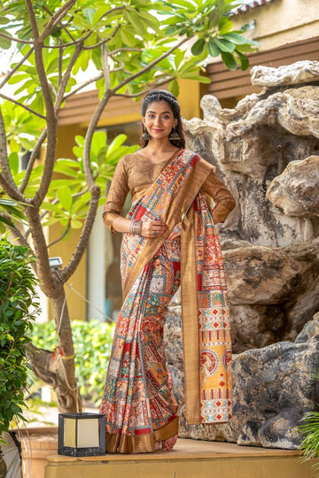 Ethnic Motifs Zari Woven Design Banarasi Saree