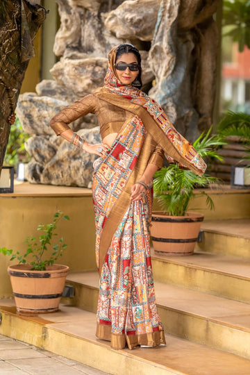 Ethnic Motifs Zari Woven Design Banarasi Saree