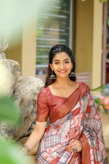 Ethnic Motifs Zari Woven Design Banarasi Saree