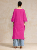 Varanga Women Pink Embellished Round Neck Straight Kurta
