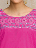 Varanga Women Pink Embellished Round Neck Straight Kurta