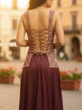Earthy Rust Ajrakh Crisscross Back-Tie Top