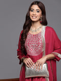 Varanga Women Round Neck Embroidered Yoke With Gathered Detail Kurta Paired With Bottom & Dupatta