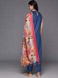 Varanga Women Navy Blue Halter Neck Solid Kurta Paired With Tonal Solid  Bottom And Contrast Bhagalpuri Printed Dupatta