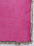 Varanga Women Magenta Round Neck Yoke Embroidered, Three Quarter Sleeves Straight Kurta Paired With Tonal Bottom And Dupatta With Four Side Fringes