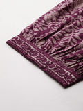 Varanga Women Purple Floral Printed Straight Kurta With Afghani Bottom And Dupatta