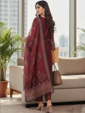 Varanga Women Maroon  Floral Printed Kurta Paired With Bottom And Dupatta