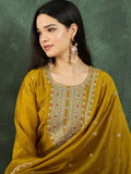 Kurta With Intricate Zari-Embroidered Yoke Is Paired With Ankle-Length Solid Trousers And A Matching Zari-Accented Dupatta