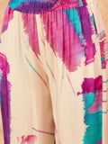 Abstract printed loose fit top with flared palazzo