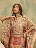 Varanga Women Ethnic Printed Mirror & Gota Embelished Kaftan With Dhoti Pants
