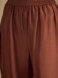 Varanga Women Rust Embroidered Straight Kurta With Bottom And Dupatta