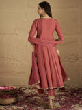 Varanga Women Rust Zari And Sequins Embroidred Anarakli Kurta With Bottom And Dupatta