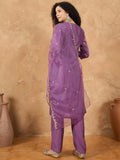 Embroidered Yoke Kurta With Trouser And Dupatta