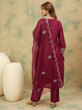 Varanga Women Zari & Sequin Embroidered Yoke Kurta With Trouser & Dupatta