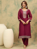 Varanga Women Zari & Sequin Embroidered Yoke Kurta With Trouser & Dupatta