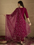 Round Neck Anarkali With Trouser And Dupatta