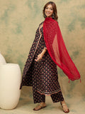 Varanga Women Floral Printed Angrakha Kurta with Trousers & with Dupatta