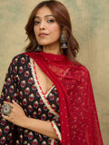 Varanga Women Floral Printed Angrakha Kurta with Trousers & with Dupatta