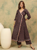 Varanga Women Floral Printed Angrakha Kurta with Trousers & with Dupatta