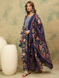 Varanga Floral Printed Thread Work Straight Kurta with Trousers & Dupatta