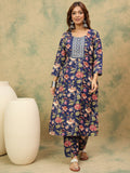 Varanga Floral Printed Thread Work Straight Kurta with Trousers & Dupatta