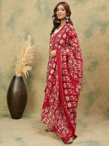 Varanga Women Floral Printed Regular Kurta with Trousers & with Dupatta
