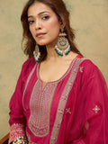 Zari Embroidered A Line Kurta With Trouser & Dupatta